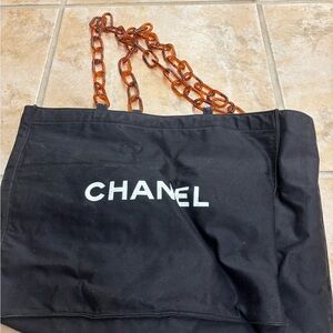 CHANEL Black Tote with Tan Chain not real